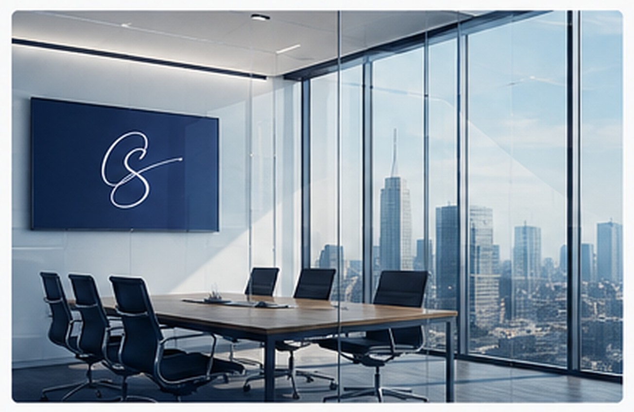 Ambiente executivo de reunião representando consultoria corporativa